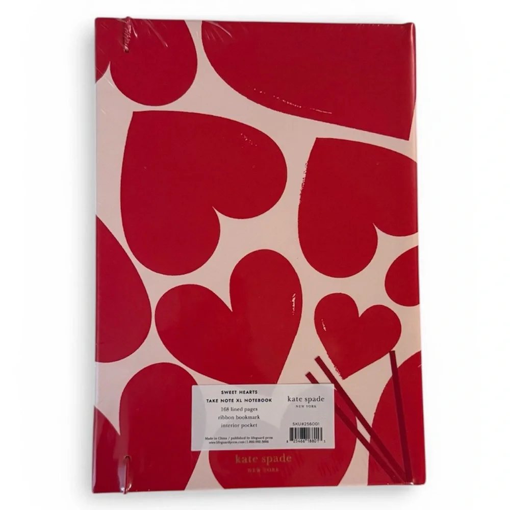Kate Spade New York Sweet Hearts Take Note Extra Large Notebook in Blush
